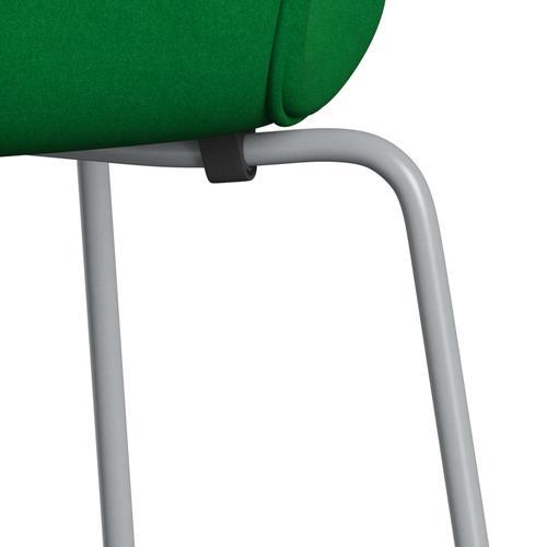 Fritz Hansen 3107 Židle plné čalounění, stříbrná šedá/divina Grass Green