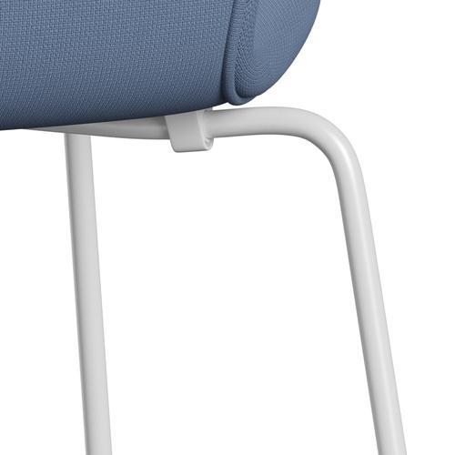 Fritz Hansen 3107 Chair Full Upholstery, White/Fame Grey Blue