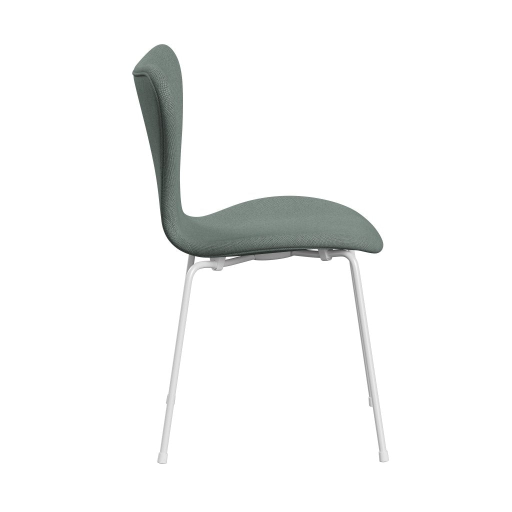Fritz Hansen 3107 židle plné čalounění, bílá/re vlněná aquamarine/přírodní