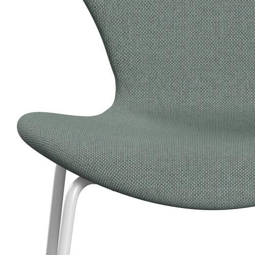 Fritz Hansen 3107 židle plné čalounění, bílá/re vlněná aquamarine/přírodní