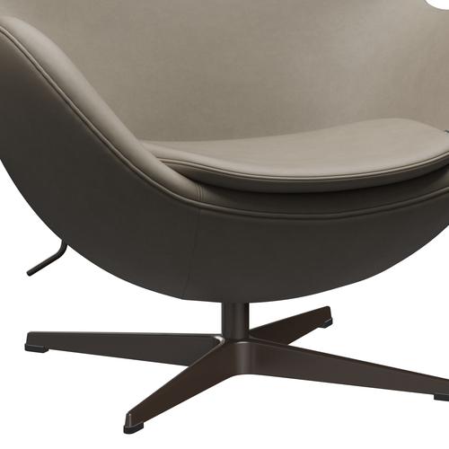 Fritz Hansen The Egg Lounge Chair Leather, Brown Bronz/Essential Light Grey