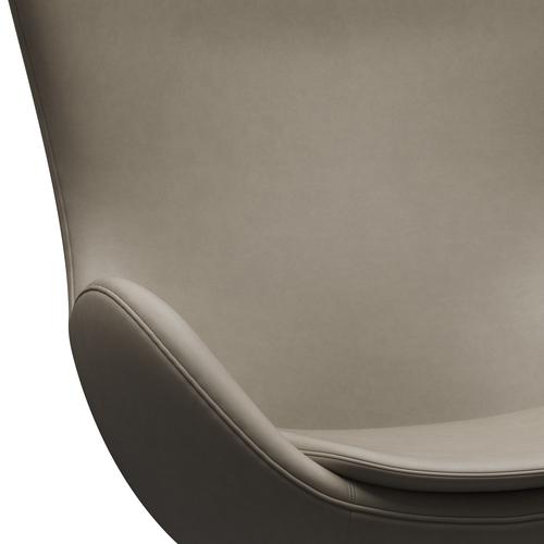 Fritz Hansen The Egg Lounge Chair Leather, satén kartáčovaný hliník/základní světle šedá