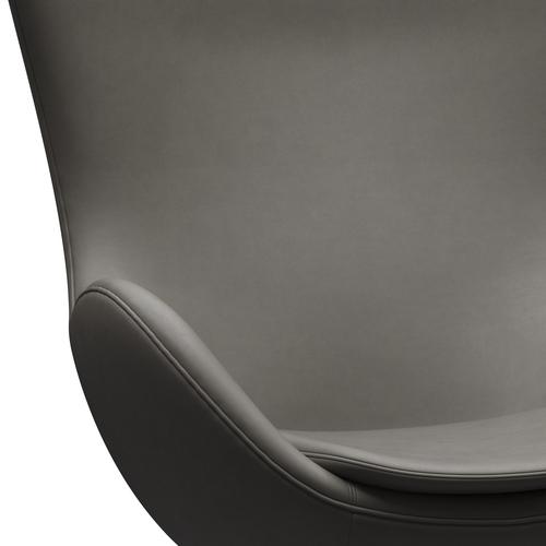 Fritz Hansen The Egg Lounge Chair Leather, satén kartáčovaný hliník/základní láva