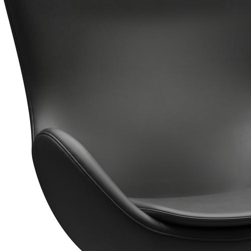 Fritz Hansen The Egg Lounge Chair Leather, satén kartáčovaný hliník/základní černá