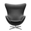 Fritz Hansen The Egg Lounge Chair Leather, satén kartáčovaný hliník/základní černá