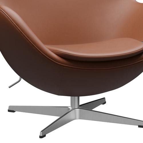 Fritz Hansen The Egg Lounge Chair Leather, satén kartáčovaný hliník/Esenciální ořech