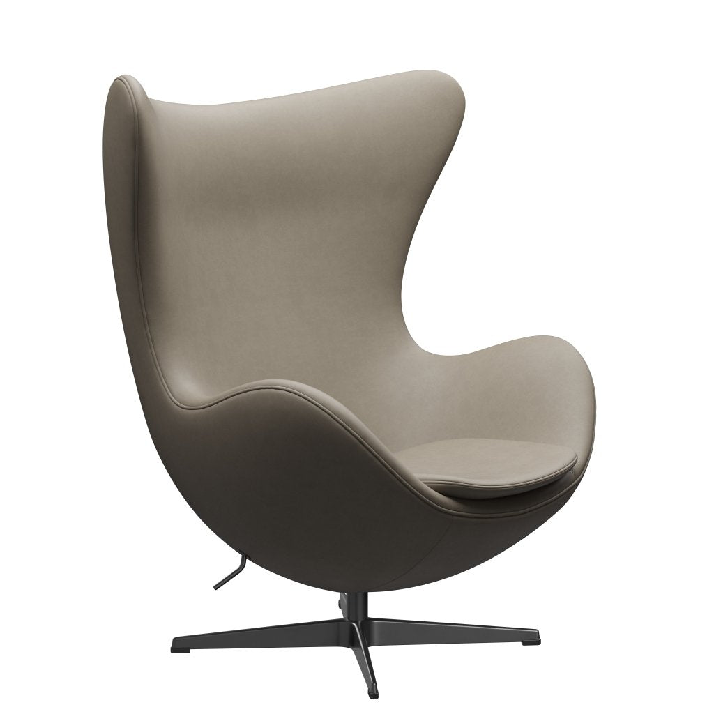 Fritz Hansen The Egg Lounge Chair Leather, černá/základní světle šedá