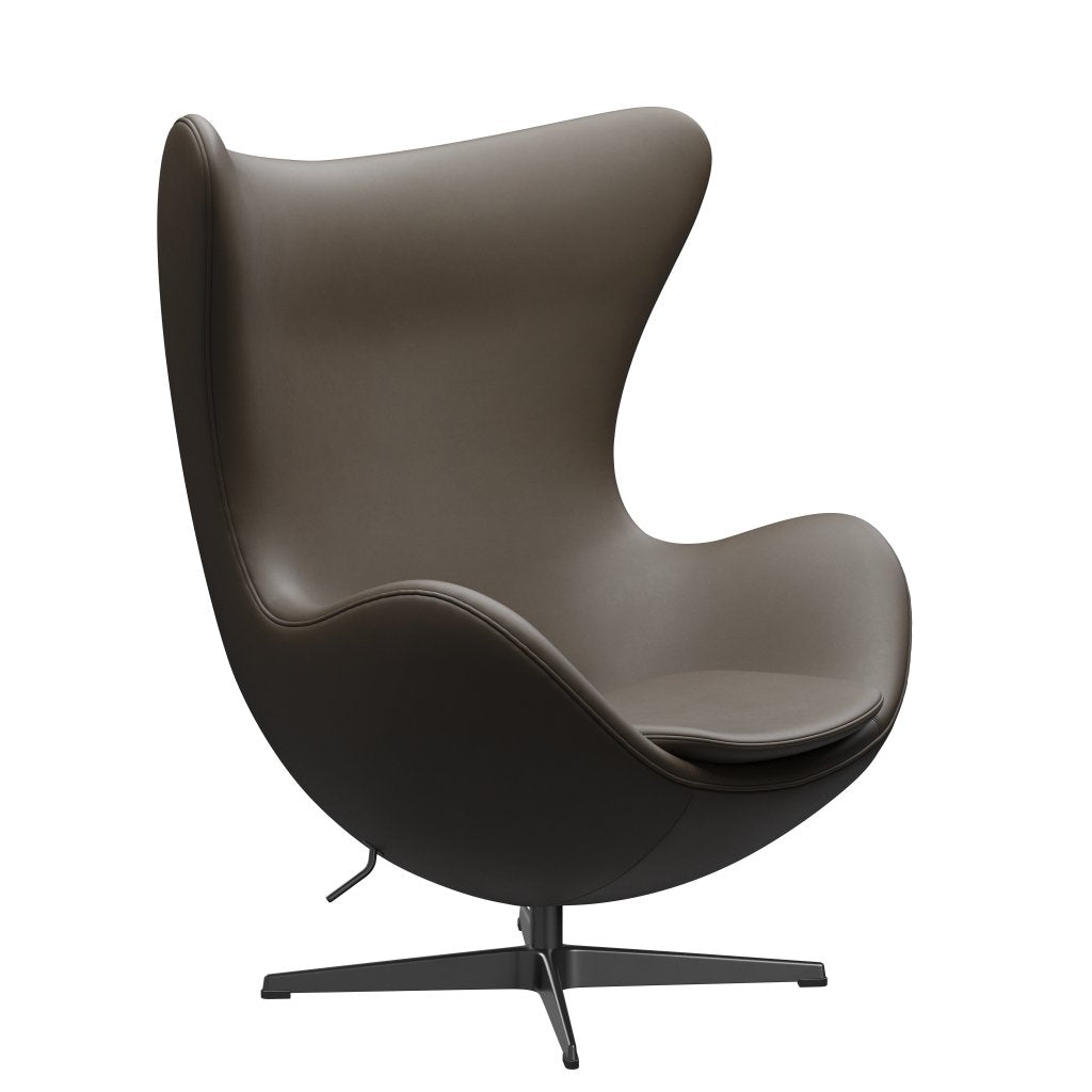 Fritz Hansen The Egg Lounge Chair Leather, černý/esenciální kámen