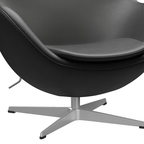 Fritz Hansen The Egg Lounge Chair Leather, stříbrná šedá/základní černá