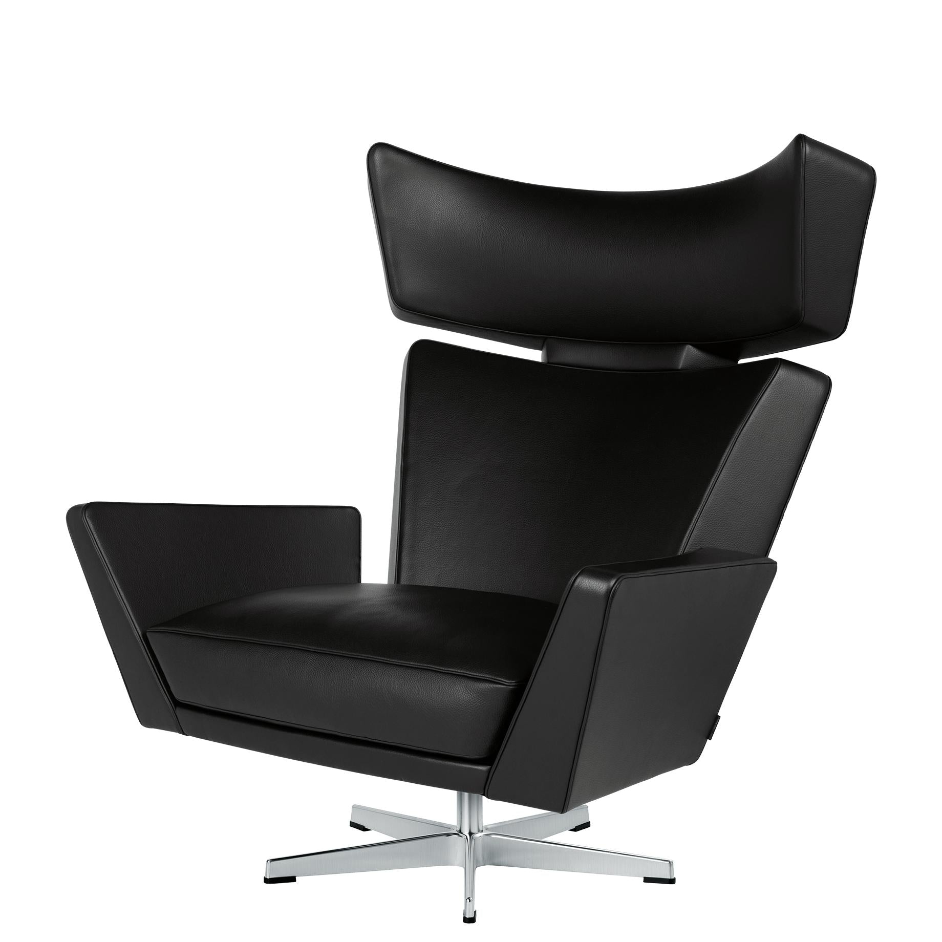 Fritz Hansen Oksen Lounge Chair Hliník, klasická černá