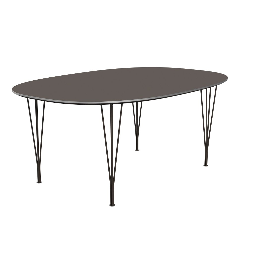 Fritz Hansen Superellipse Jídelní stůl hnědý bronz/šedé lamináty Fenix, 180x120 cm