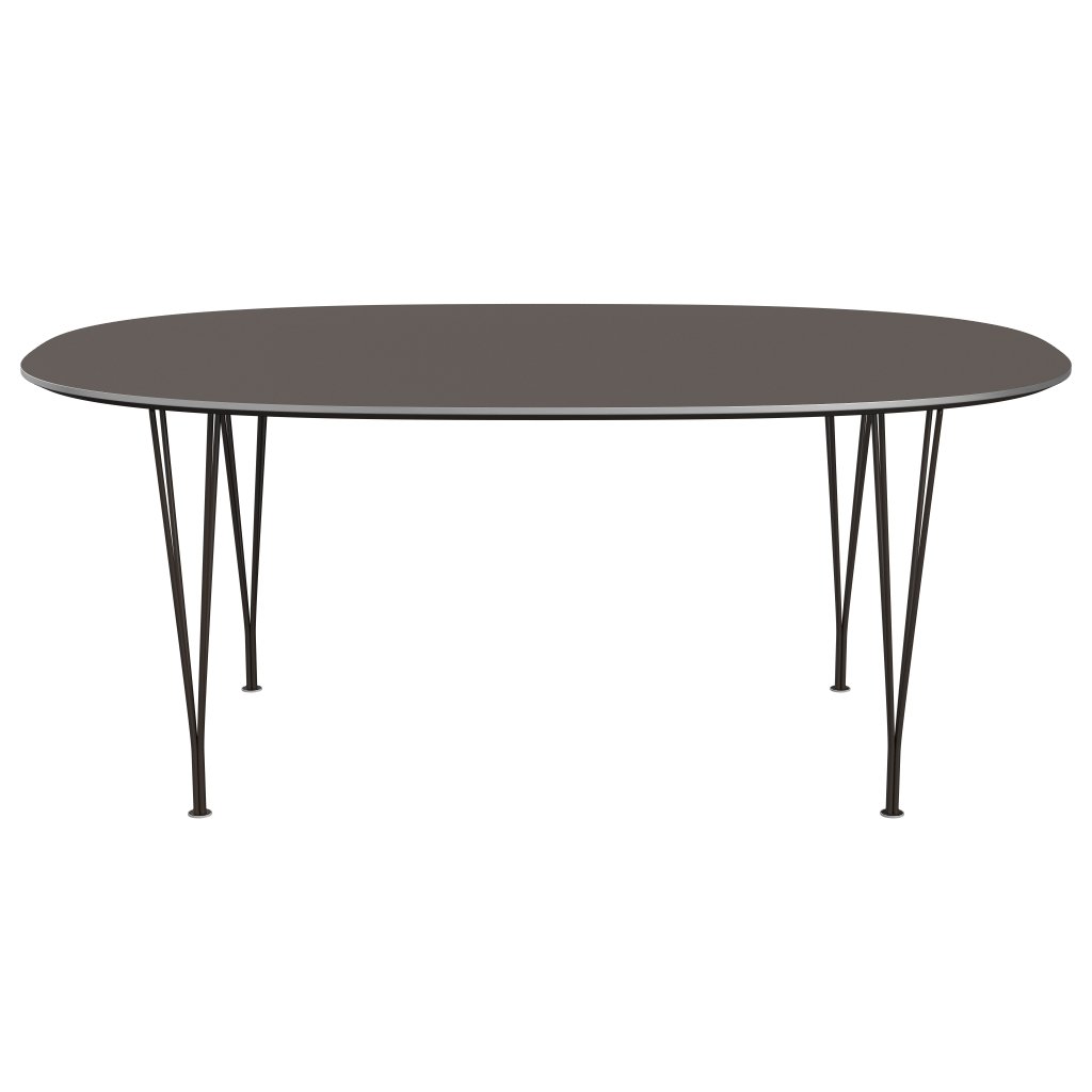Fritz Hansen Superellipse Jídelní stůl hnědý bronz/šedé lamináty Fenix, 180x120 cm