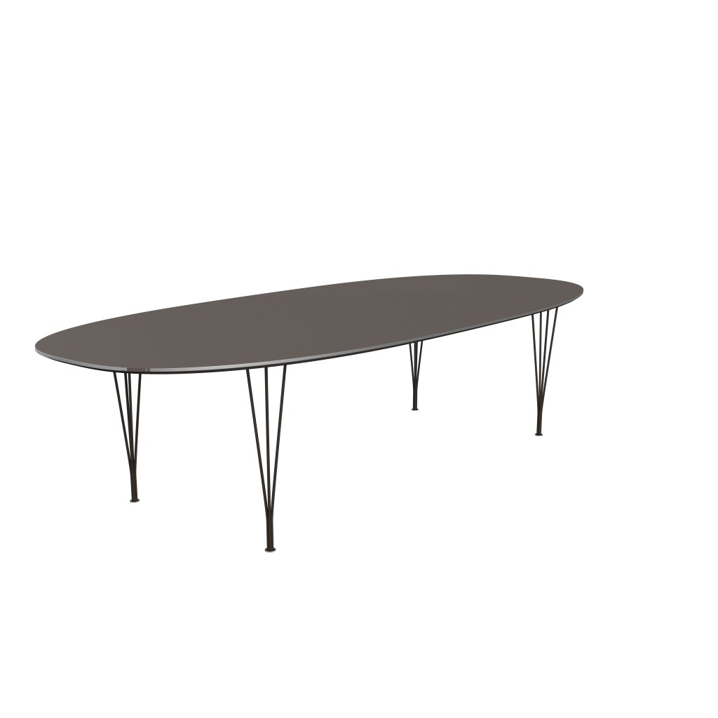 Fritz Hansen Superellipse Jídelní stůl hnědý bronz/šedý fenix lamináty, 300x130 cm