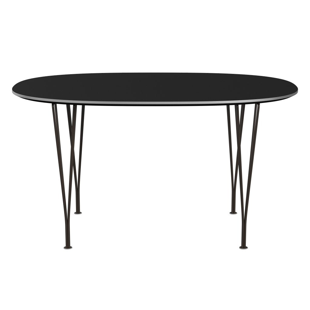 Fritz Hansen Superellipse jídelní stůl hnědý bronz/černé lamináty Fenix, 135x90 cm