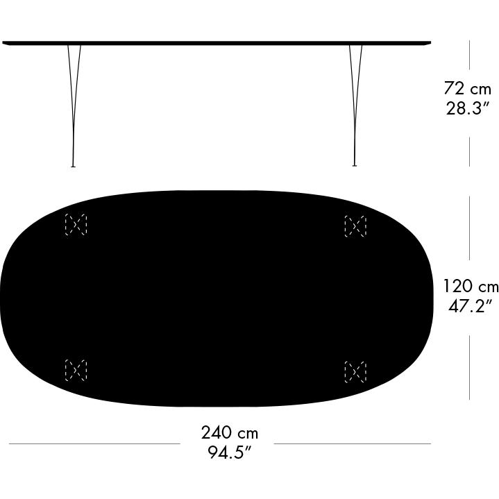 Jídelní stůl Fritz Hansen Superellipse Brown Bronz/Black Fenix ​​Lamináty, 240x120 cm