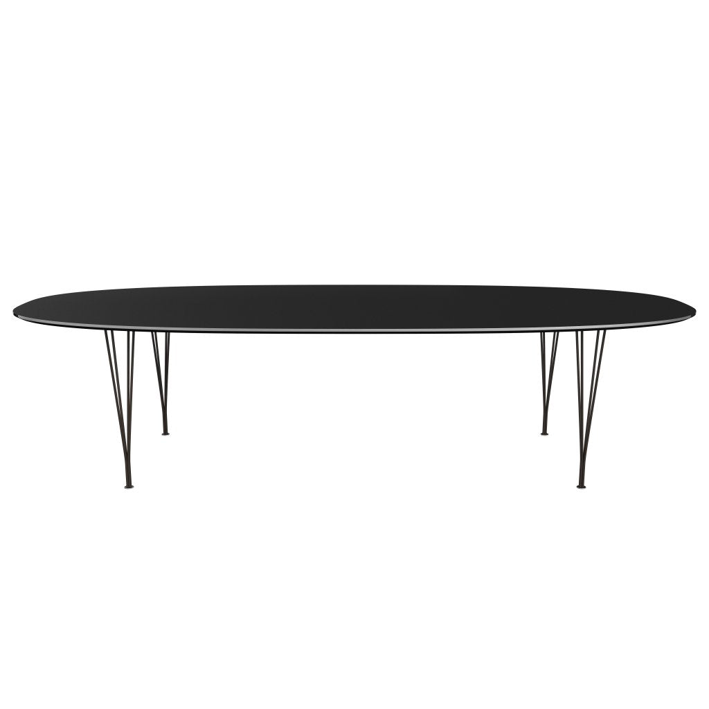 Fritz Hansen Superellipse jídelní stůl hnědý bronz/černé lamináty Fenix, 300x130 cm