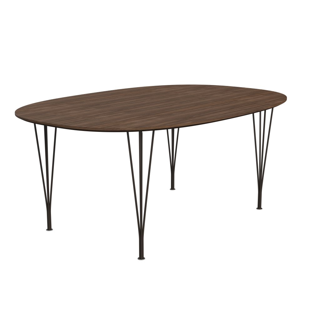 Fritz Hansen Superellipse Jídelní stůl hnědý bronz/ořechová dýha s hranou stolů z ořechu, 180x120 cm