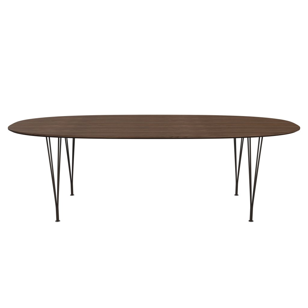 Fritz Hansen Superellipse Jídelní stůl hnědý bronz/ořechová dýha s ořechovou hranou, 240x120 cm