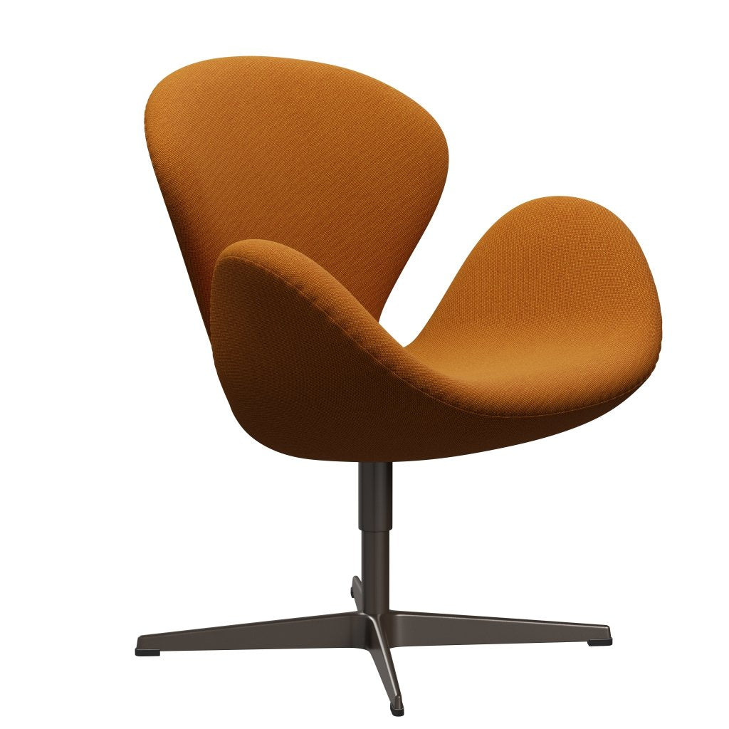 Fritz Hansen Swan Lounge Chair, Brown Bronz/Rims Dark Red/Yellow
