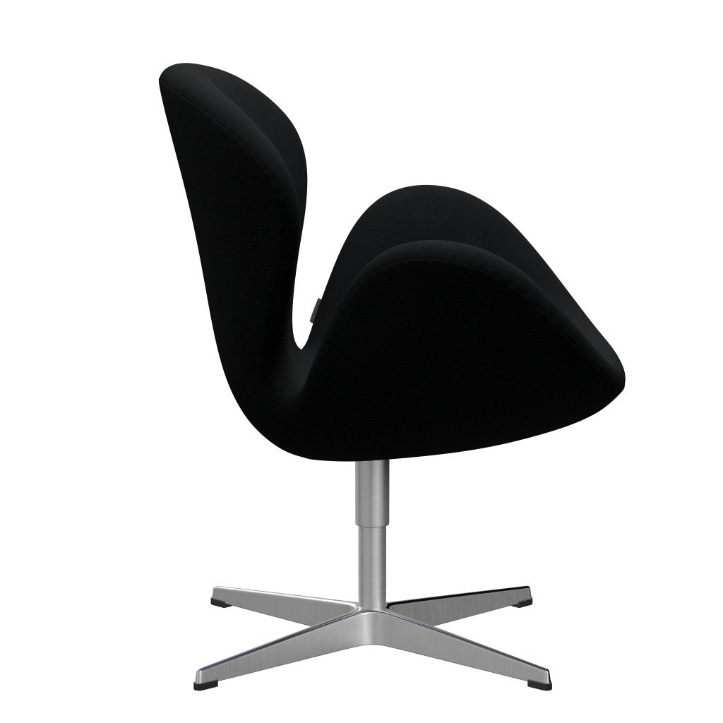 Lounge židle Fritz Hansen Swan, satén kartáčovaný hliník/Christianshavn Black Uni