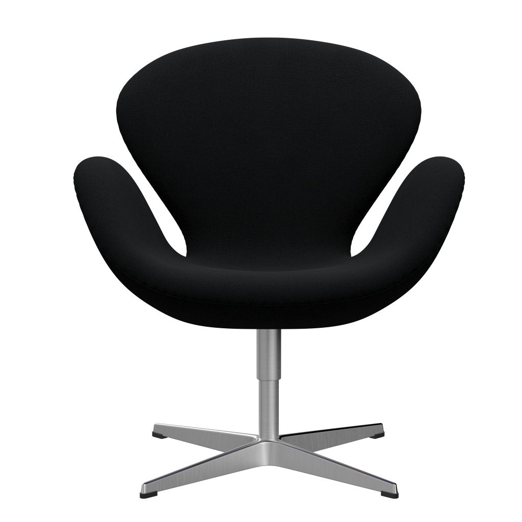 Lounge židle Fritz Hansen Swan, satén kartáčovaný hliník/Christianshavn Black Uni