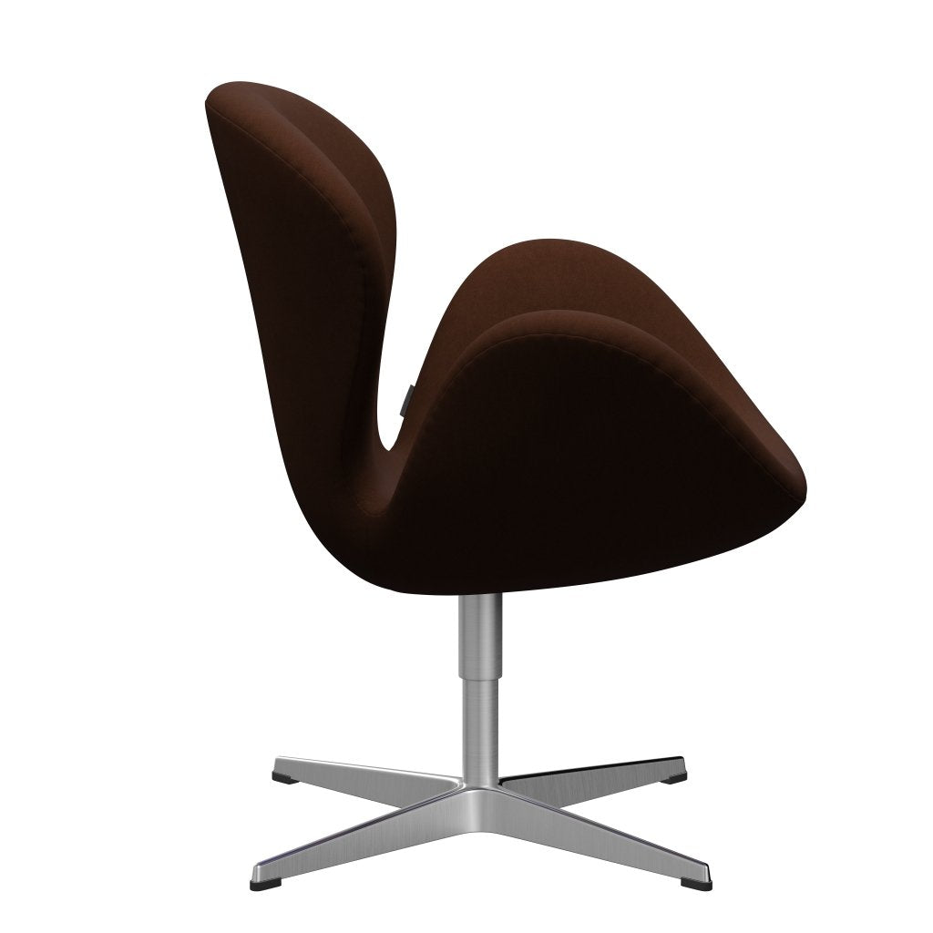 Fritz Hansen Swan Lounge Chair, satén kartáčovaný hliník/pohodlí tmavě hnědý