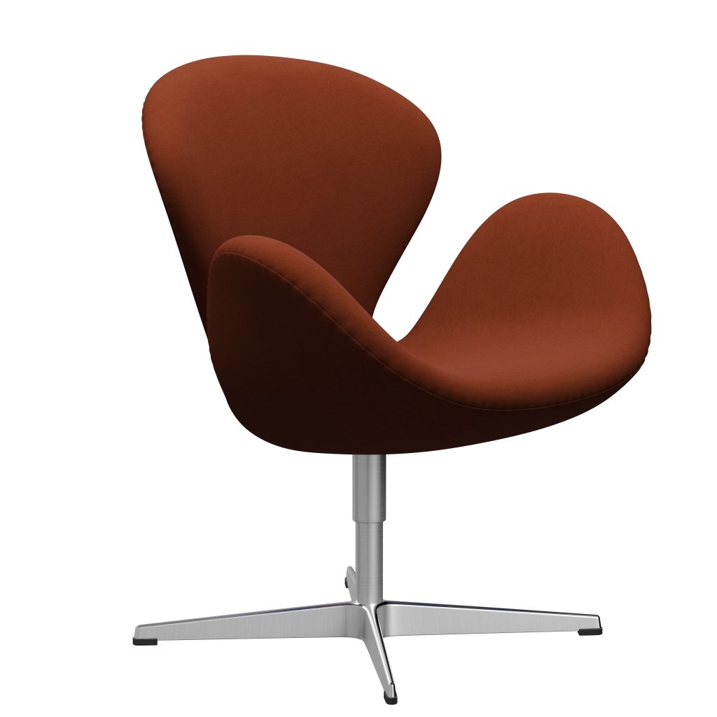 Fritz Hansen Swan Lounge Chair, saténový kartáčovaný hliník/pohodlí tmavě červená (61018)