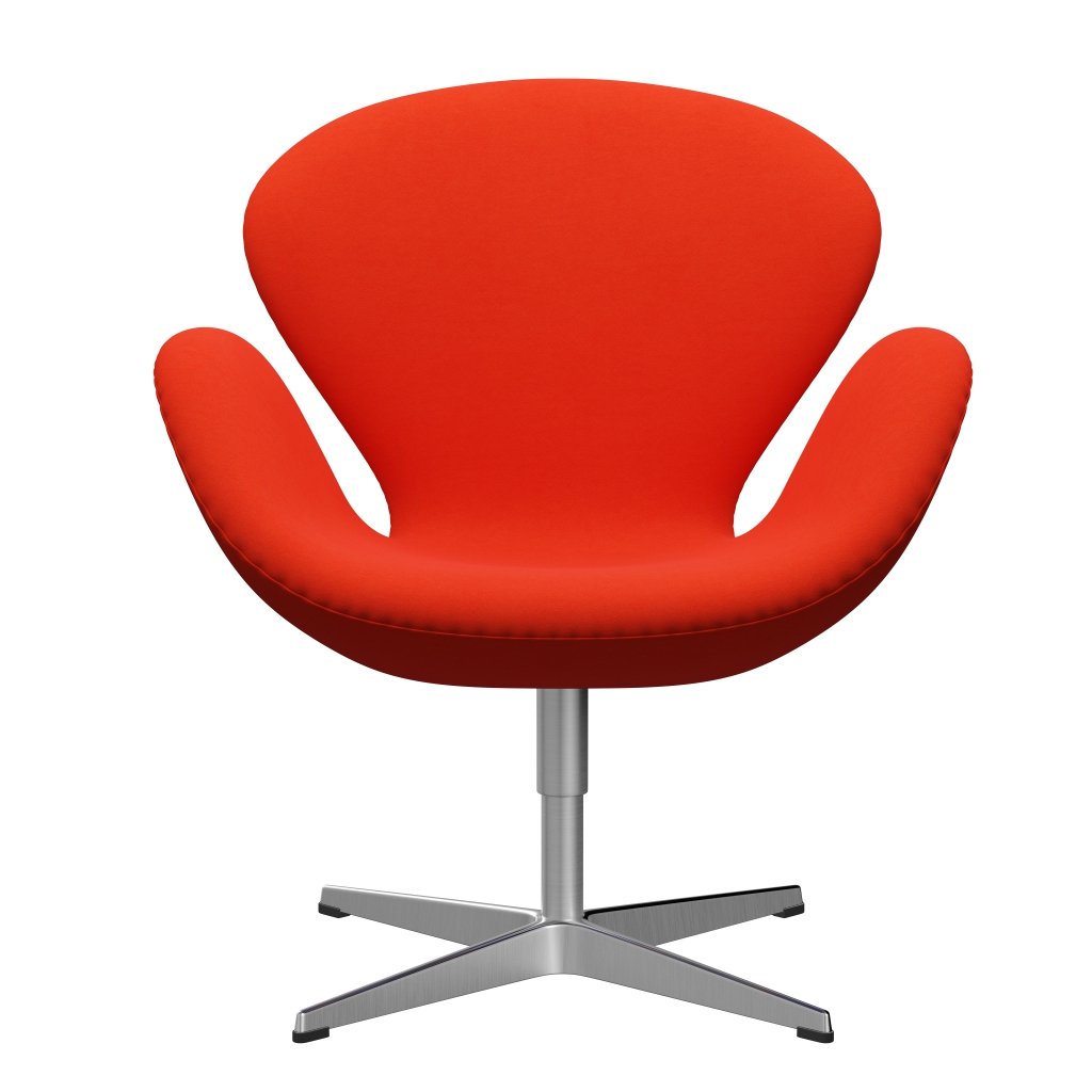 Fritz Hansen Swan Lounge Chair, satén kartáčovaný hliník/pohodlí oranžová/červená