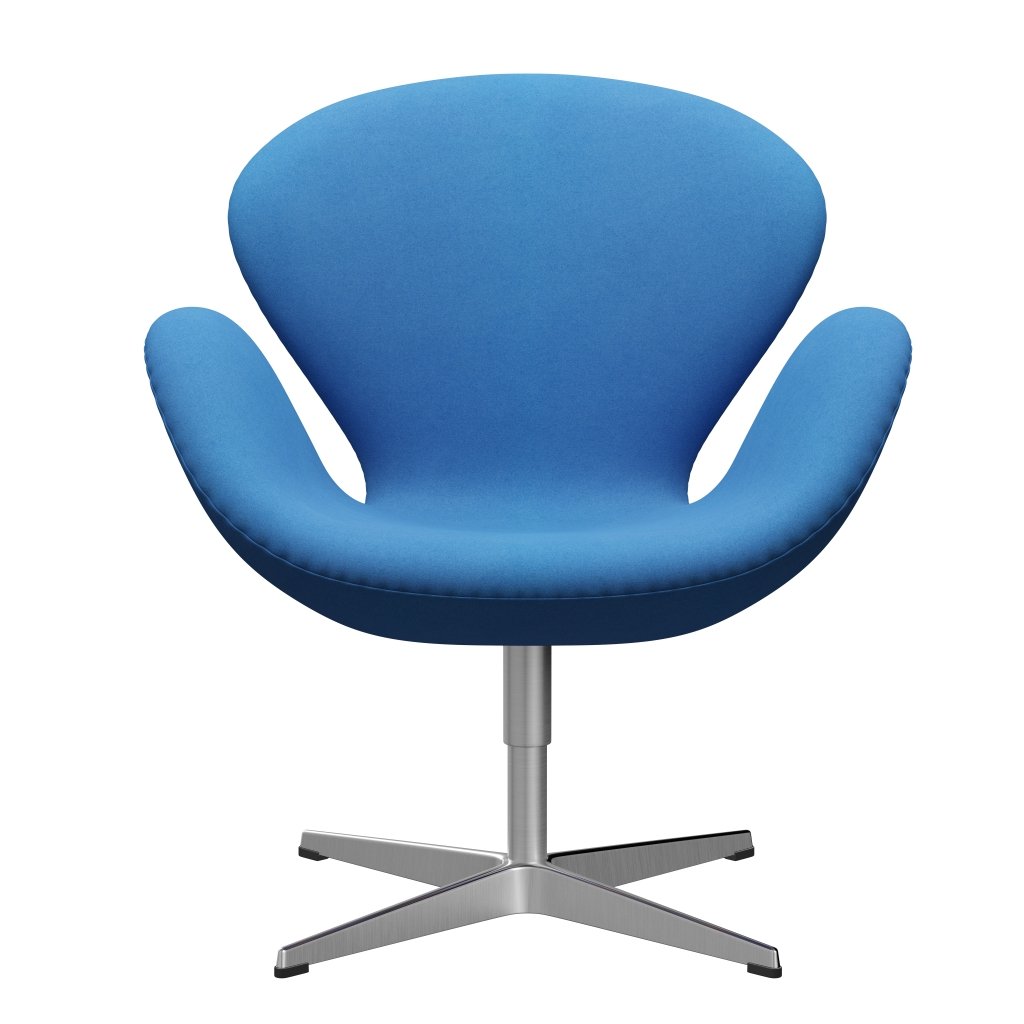Fritz Hansen Swan Lounge Chair, saténová kartáčovaná hliník/Divina Light Blue (742)