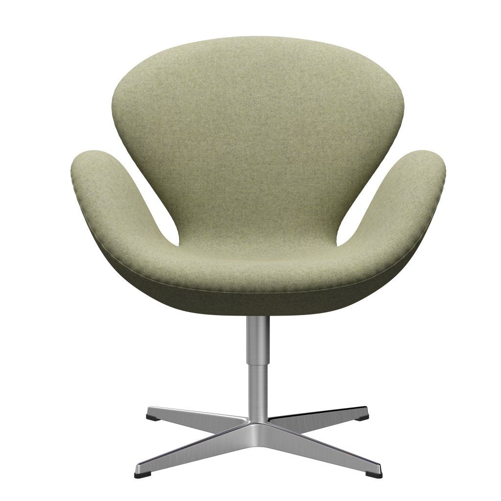 Fritz Hansen Swan Lounge Chair, satén kartáčovaný hliník/Divina MD Soft Green