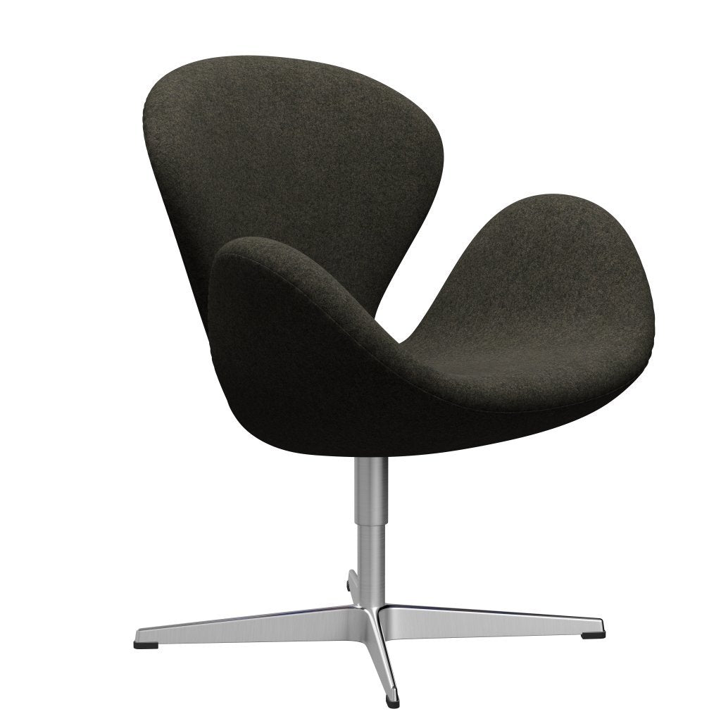 Fritz Hansen Swan Lounge Chair, satén kartáčovaný hliník/divina melange šedá hnědá