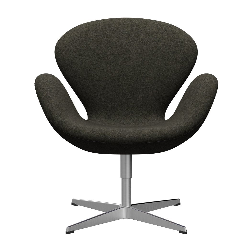 Fritz Hansen Swan Lounge Chair, satén kartáčovaný hliník/divina melange šedá hnědá
