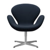 Fritz Hansen Swan Lounge Chair, satén kartáčovaný hliník/sláva modrý antracita