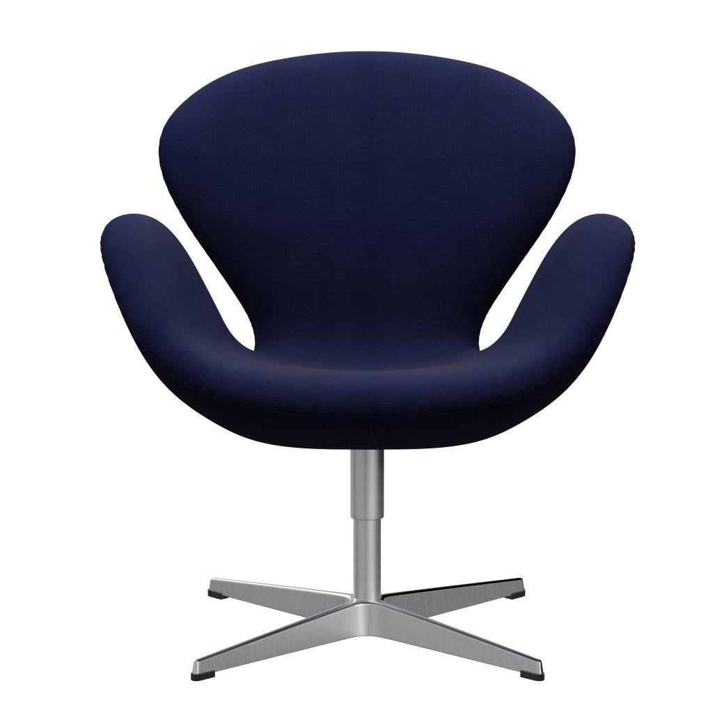 Fritz Hansen Swan Lounge Chair, saténová kartáčovaná hliník/sláva tmavě modrá (66005)