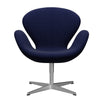 Fritz Hansen Swan Lounge Chair, saténová kartáčovaná hliník/sláva tmavě modrá (66005)