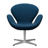 Fritz Hansen Swan Lounge Chair, saténová kartáčovaná hliník/sláva tmavě modrá hnědá