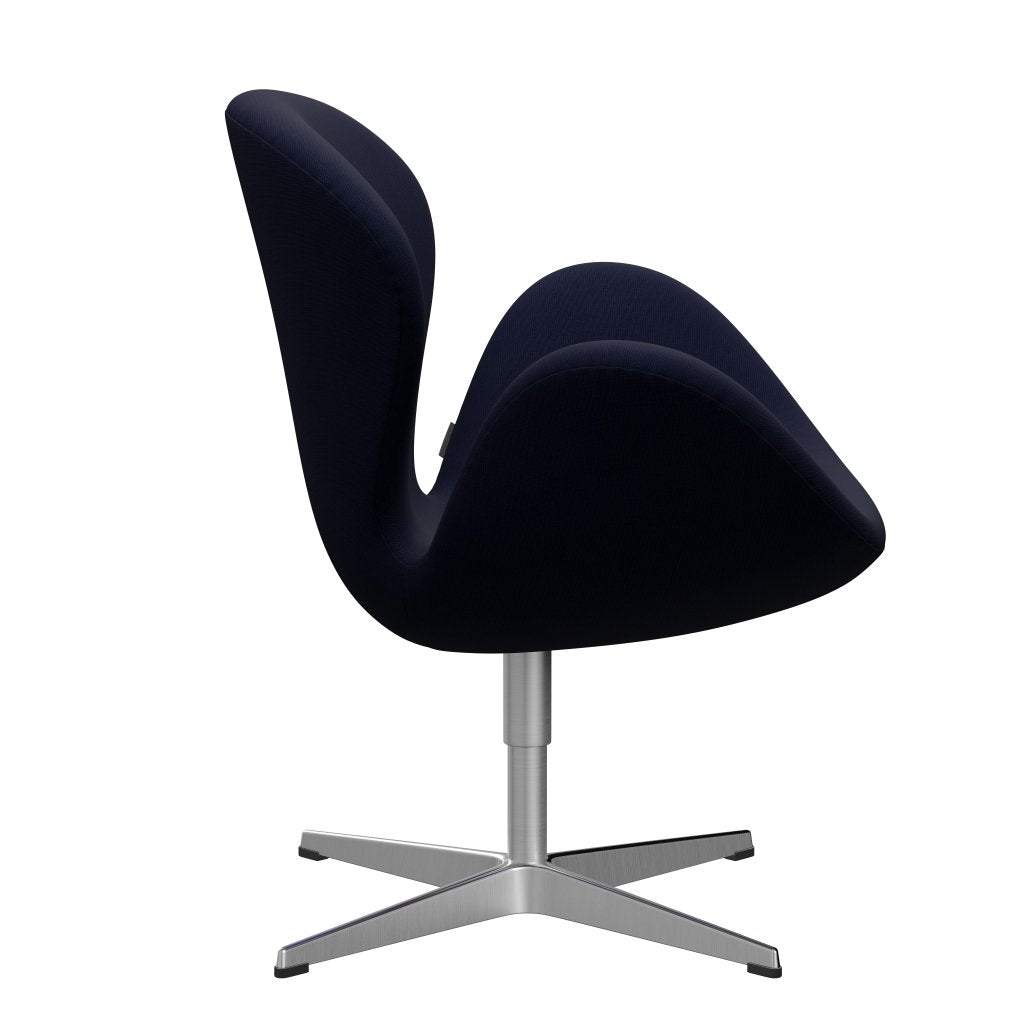 Fritz Hansen Swan Lounge Chair, saténová kartáčovaná hliník/sláva černá modrá