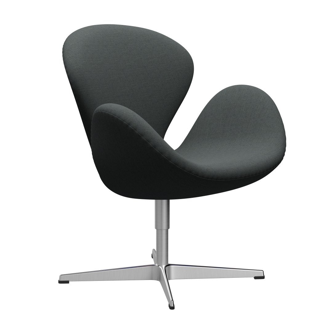 Fritz Hansen Swan Lounge Chair, satén kartáčovaný hliník/fiord střední šedá/tmavě šedá