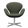 Fritz Hansen Swan Lounge Chair, satén kartáčovaný hliník/fiord olivově zelená/střední zelená
