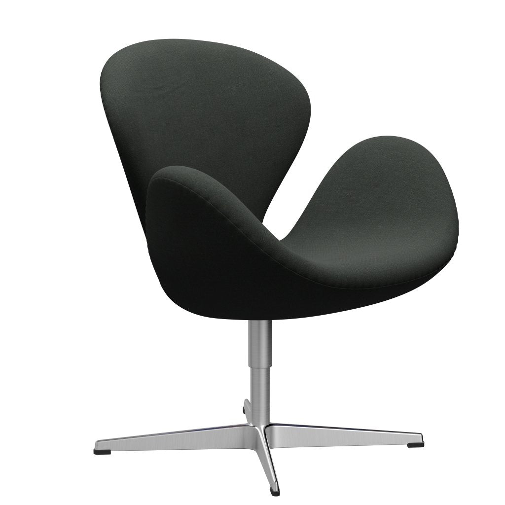 Fritz Hansen Swan Lounge Chair, satén kartáčovaný hliník/fiord černý vícebarevný