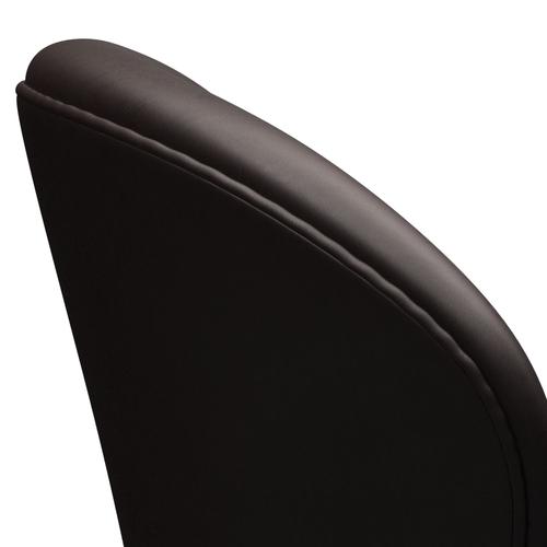 Fritz Hansen Swan Lounge Chair, satén kartáčovaný hliník/milost tmavě hnědá