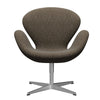 Fritz Hansen Swan Lounge Chair, satén kartáčovaný hliník/Hallingdal Brown/Grey