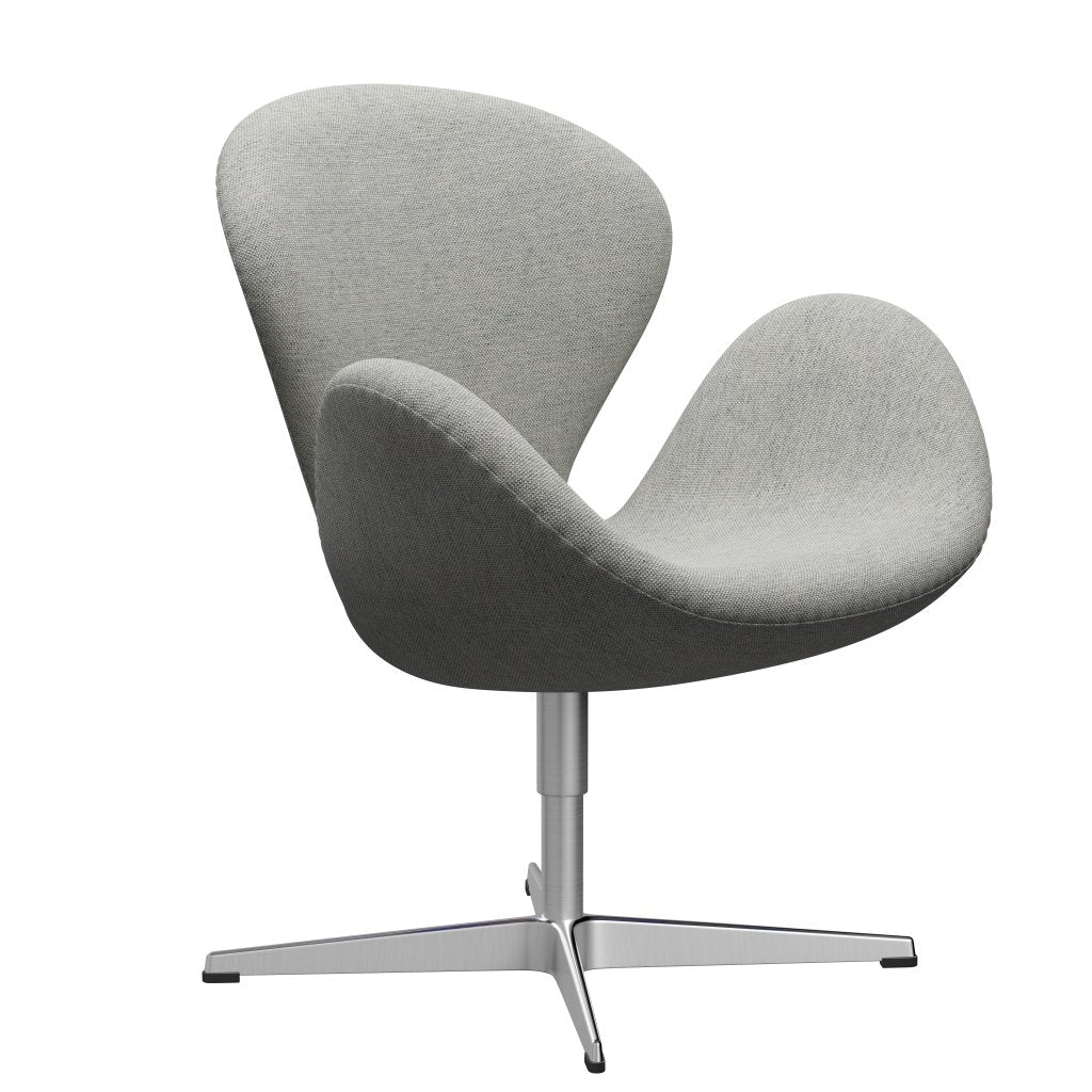 Fritz Hansen Swan Lounge Chair, satén kartáčovaný hliník/hallingdal bílá/šedá