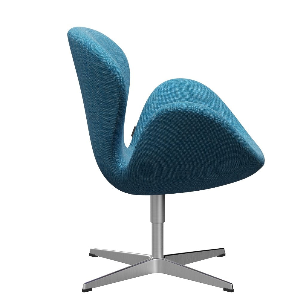 Fritz Hansen Swan Lounge Chair, Satingbrushed Aluminium/Hallingdal bílá/tyrkysová