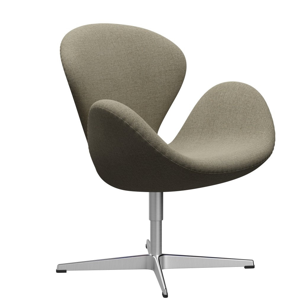 Fritz Hansen Swan Lounge Chair, saténově kartáčovaný hliník/Re Wool Light Beige/Natural