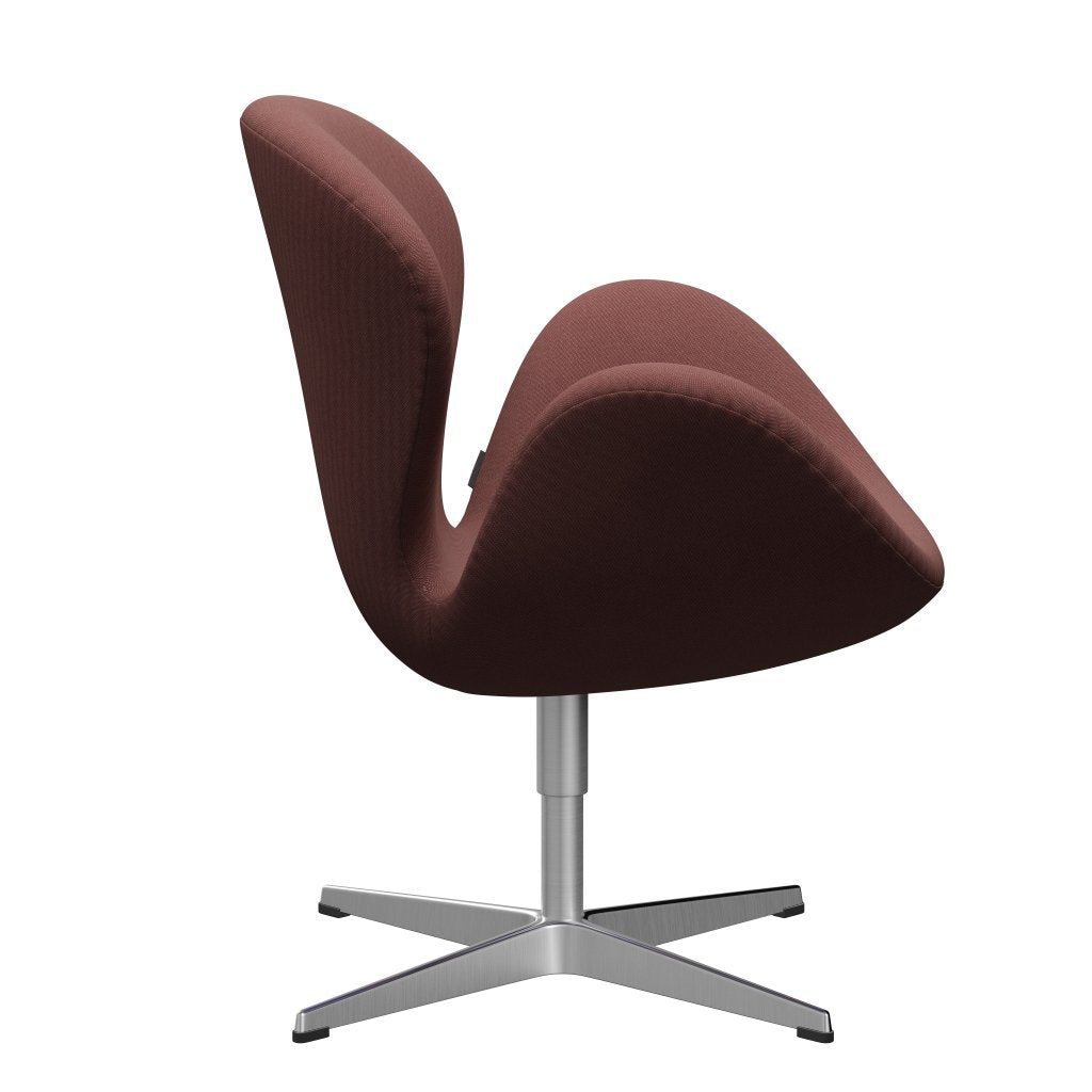 Fritz Hansen Swan Lounge Chair, satén kartáčovaný hliník/ráfky tmavě červené/šedé