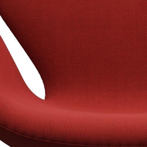 Fritz Hansen Swan Lounge Chair, satén kartáčovaný hliník/ráfky světle červená/tmavě červená
