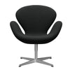 Fritz Hansen Swan Lounge Chair, saténově kartáčovanou hliníkovou/Steelcut tmavě hnědou (380)