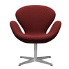 Fritz Hansen Swan Lounge Chair, saténově kartáčovaný hliník/Steelcut tmavě červená/krev