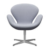 Fritz Hansen Swan Lounge Chair, saténová kartáčovaná hliníková/Steelcut Mouse Grey